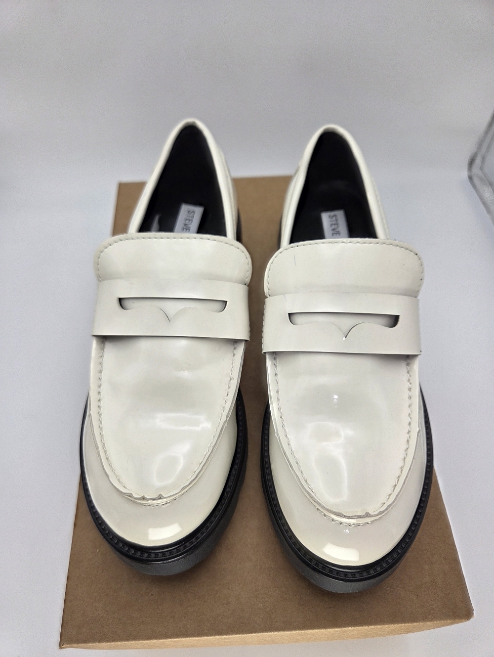 Steve Madden Cream White Lotto Loafers Chunky Heel 7.5 - Picture 2 of 8